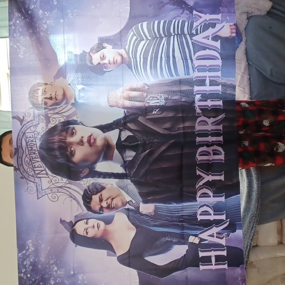 Happy birthday Banner Wednesday Addams theme new 3X5